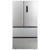 Réfrigérateur à porte française de 33po en acier inoxydable avec tiroirs double congélateur - Hamilton Beach - HZ4051 - Boîte ouverte