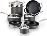 Lagostina Nera Hard Anodized Nonstick 12-Piece Cookware Set with Hammered Stainless Steel Lids