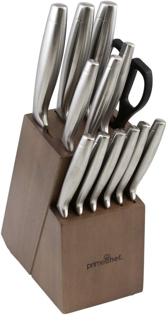 Prime Chef Bloc de couteaux de cuisine en acier inoxydable 14 pièces
