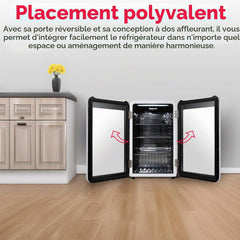 Frigidaire - Réfrigérateur compact à porte vitrée réversible de 45,7 cm (18 po) et d'une capacité de 93,5 litres (3,3 pi³) - Boîte ouverte