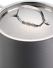 Lagostina Batterie de Cuisine Nera antiadhésive anodisée dure de 12 pièces avec couvercles en acier inoxydable martelé