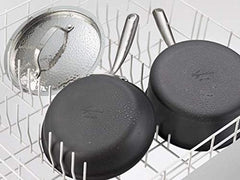Lagostina Batterie de Cuisine Nera antiadhésive anodisée dure de 12 pièces avec couvercles en acier inoxydable martelé