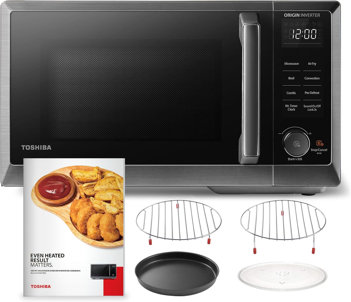 Toshiba - Four à micro-ondes 6 en 1 de 1.3 pi3 de 1000W avec fonction friteuse à air intégré - ML2-EC09SAIT(BS) - Remis à neuf (Recertifié)