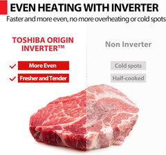 Toshiba - Four à micro-ondes 6 en 1 de 1.3 pi3 de 1000W avec fonction friteuse à air intégré - ML2-EC09SAIT(BS) - Remis à neuf (Recertifié)