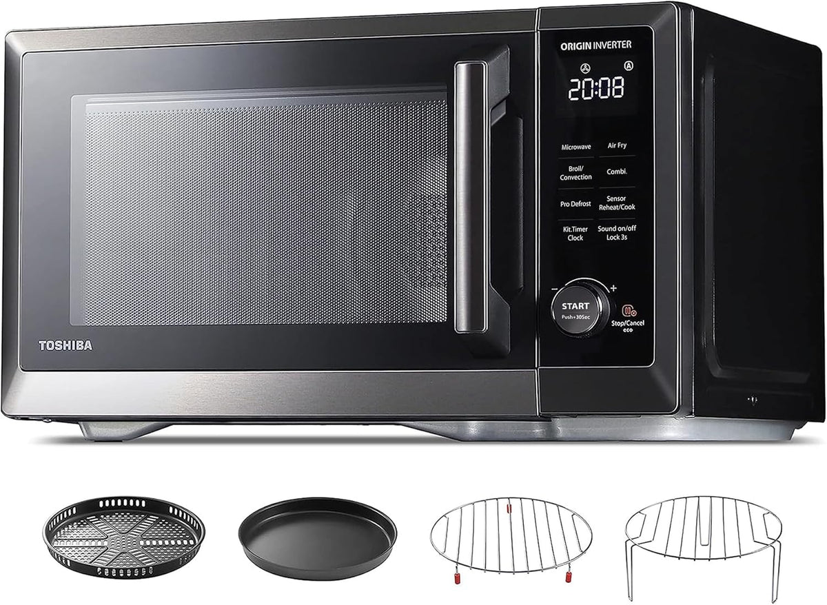 Toshiba - Four à micro-ondes 7 en 1 de 1.3 pi3 de 1000W avec fonction friteuse à air intégré - ML2-EC10SAIT(BS) - Remis à neuf (Recertifié)