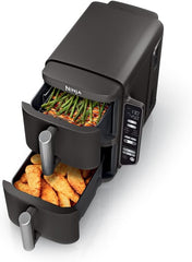 Ninja Friteuse à air chaud à 2 paniers DoubleStack  de 8 pte (7,6 l), 6-en-1, compacte - Remis à neuf