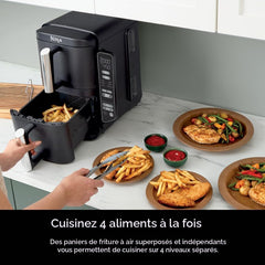 Ninja Friteuse à air chaud à 2 paniers DoubleStack  de 8 pte (7,6 l), 6-en-1, compacte - Remis à neuf