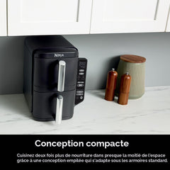 Ninja Friteuse à air chaud à 2 paniers DoubleStack  de 8 pte (7,6 l), 6-en-1, compacte - Remis à neuf