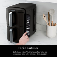 Ninja Friteuse à air chaud à 2 paniers DoubleStack  de 8 pte (7,6 l), 6-en-1, compacte - Remis à neuf