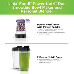 Ninja Foodi™ Power Nutri™ Duo® Bol à smoothie et mélangeur personnel 1200 W 4 Auto-iQ SS100C - Boîte ouverte